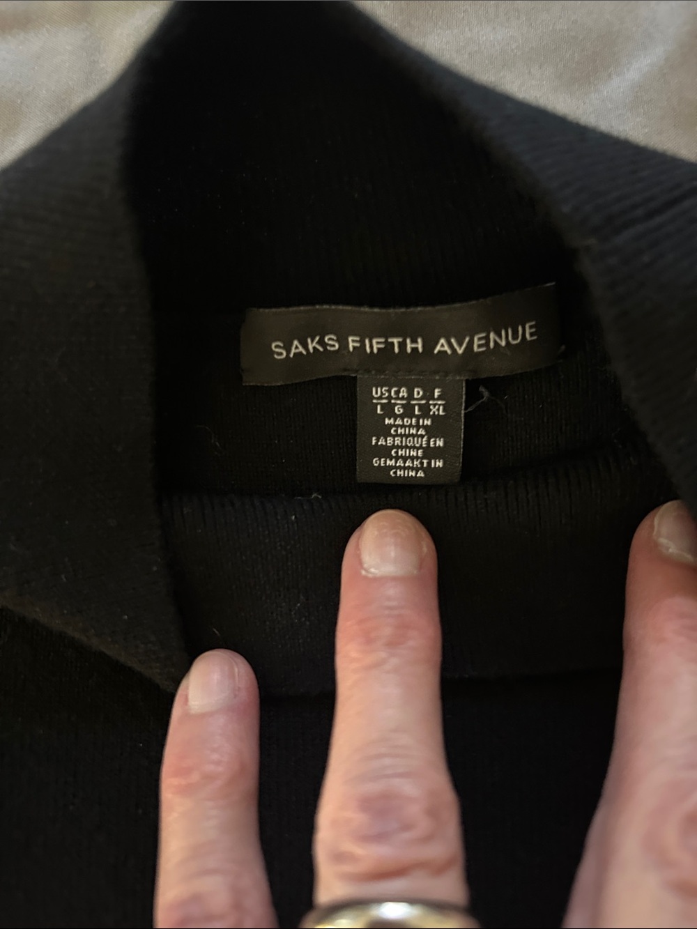Saks Fifth ave Women Black Short-Sleeve Mock Neck Shirt - Picture 3 of 3